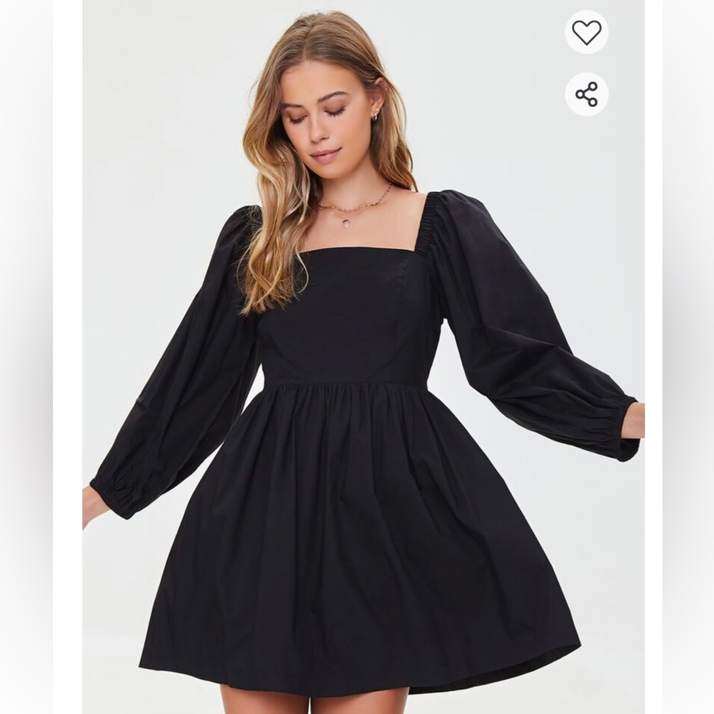 Forever 21 Fit & Flare Mini Dress Open Back with Elastic Straps Black Small